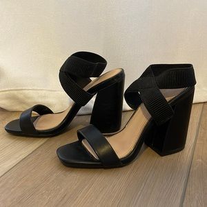Brand new Black ankle wrap chunk heels